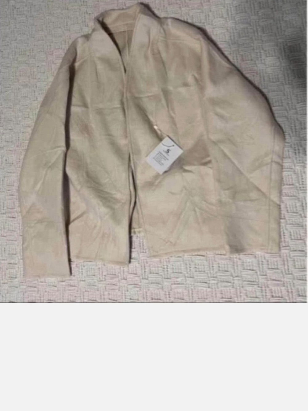 Light Cream Open Front Suede Jacket Brand New